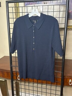 ❤️Banana Republic NWT Women’s XL CeCe Navy Textured Knit Polo.  Short sleeve.